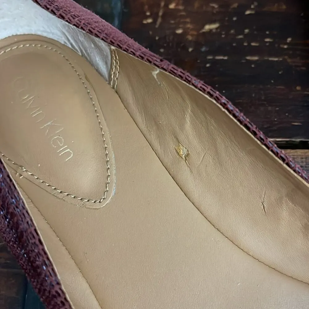 Calvin Klein Maroon Leather Ballet Flats Size 9 - Image 9