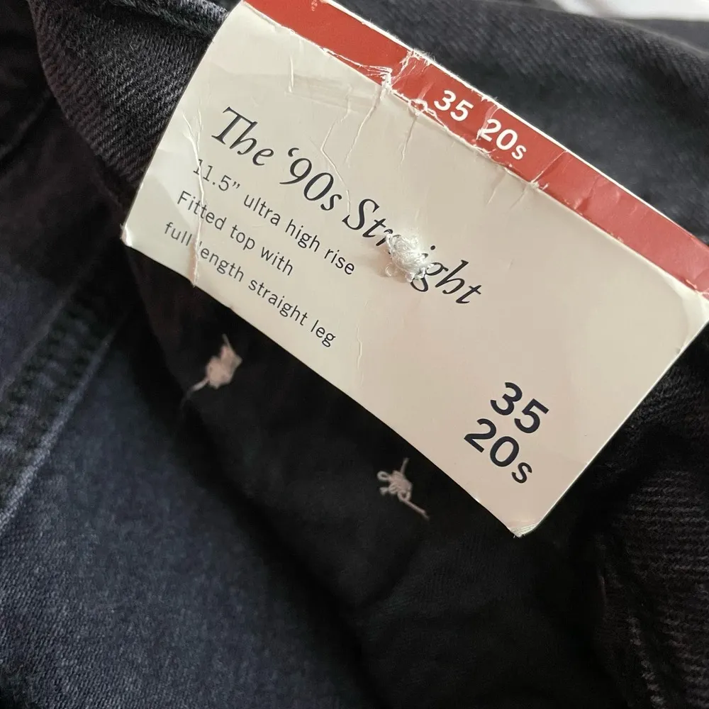 Abercrombie Fitch 90s Straight Ultra High Rise Distressed Black Jeans 35 20 new - Image 11