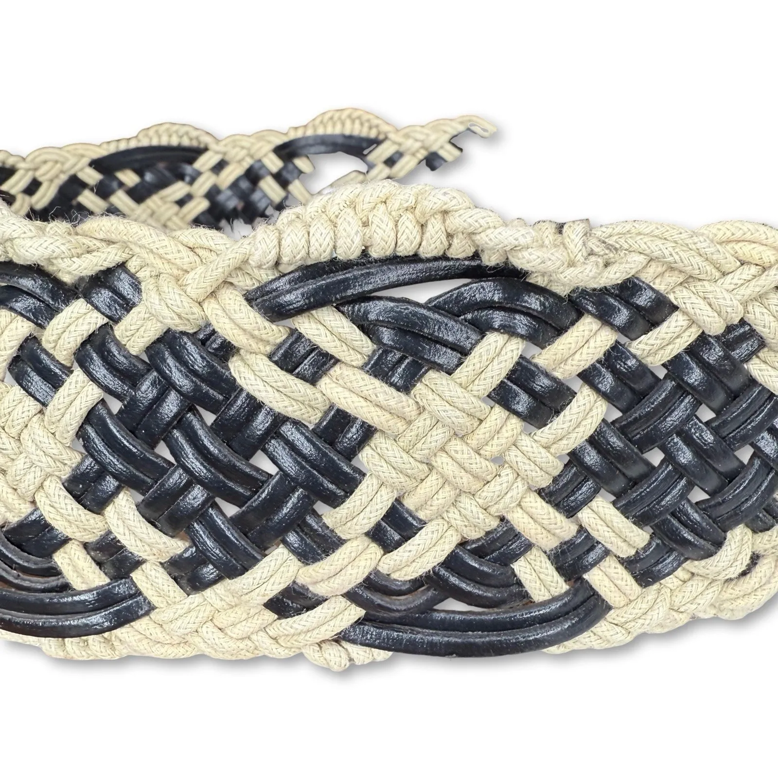 Anthropologie Wide Braided Plaited Leather Belt Women's Small Macrame Crochet - Image 5