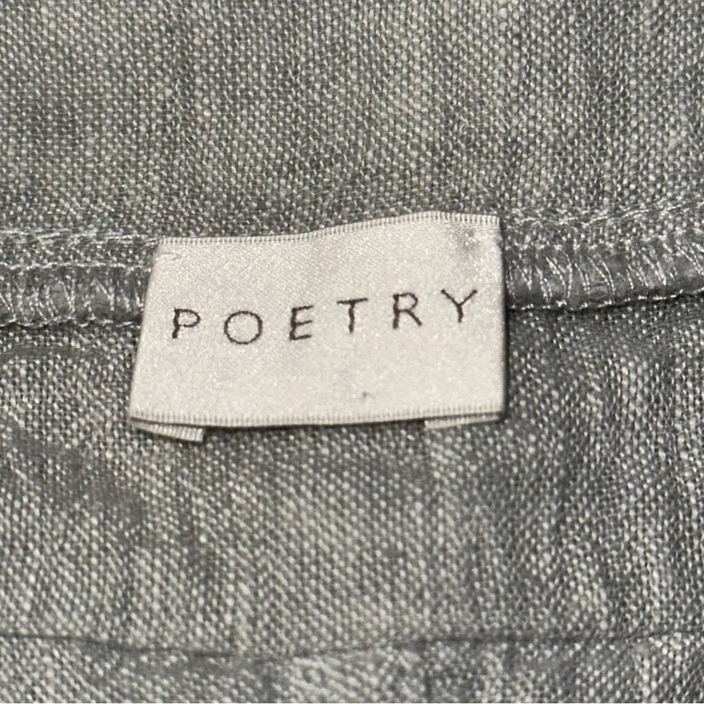 Poetry Women’s Size 6 Light Blue Gray Linen V-Neck Button Front Vest - Image 4