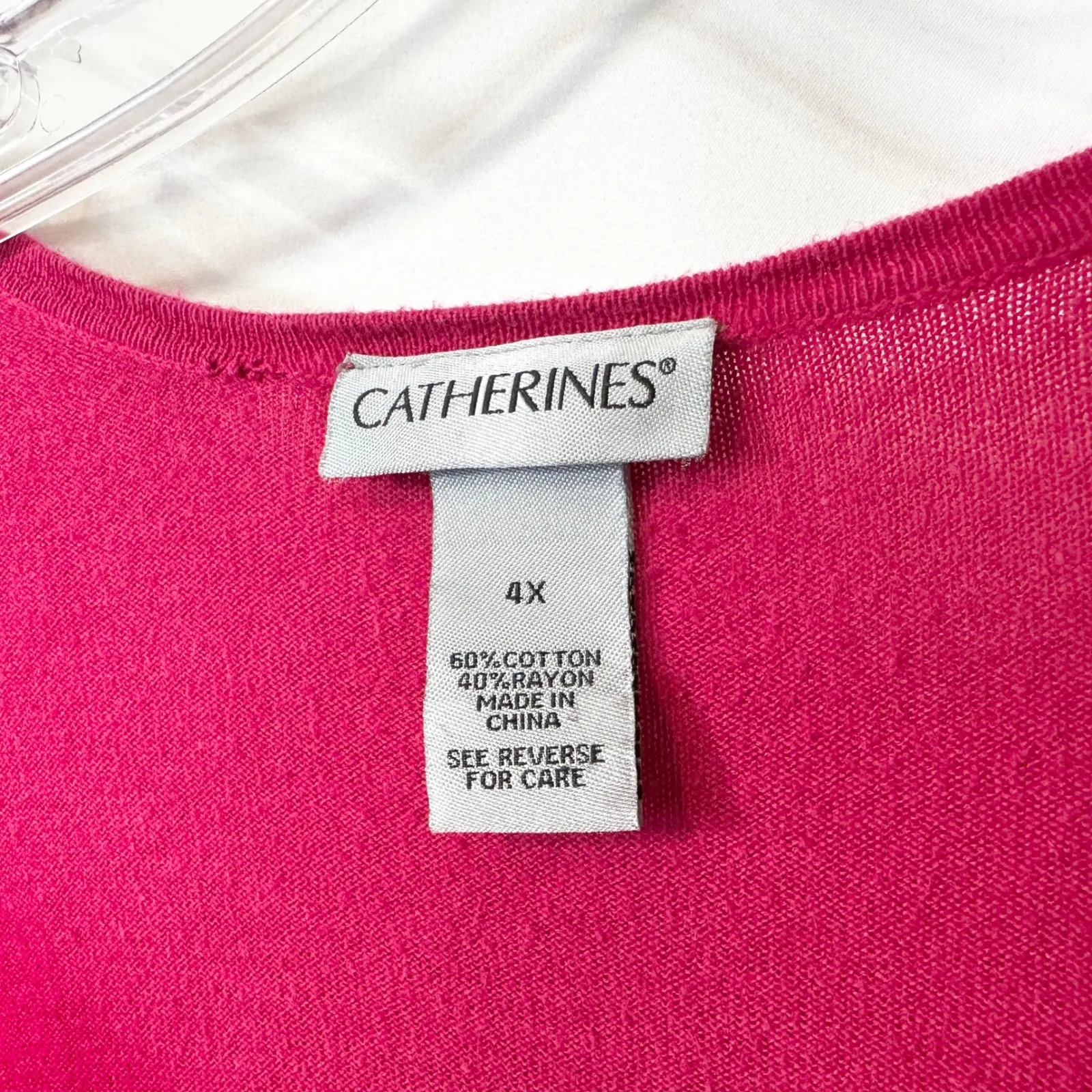 Catherines Plus Size 4X Cardigan Sweater Fuchsia Pink Open Front 3/4 Sleeve 1663 - Image 8