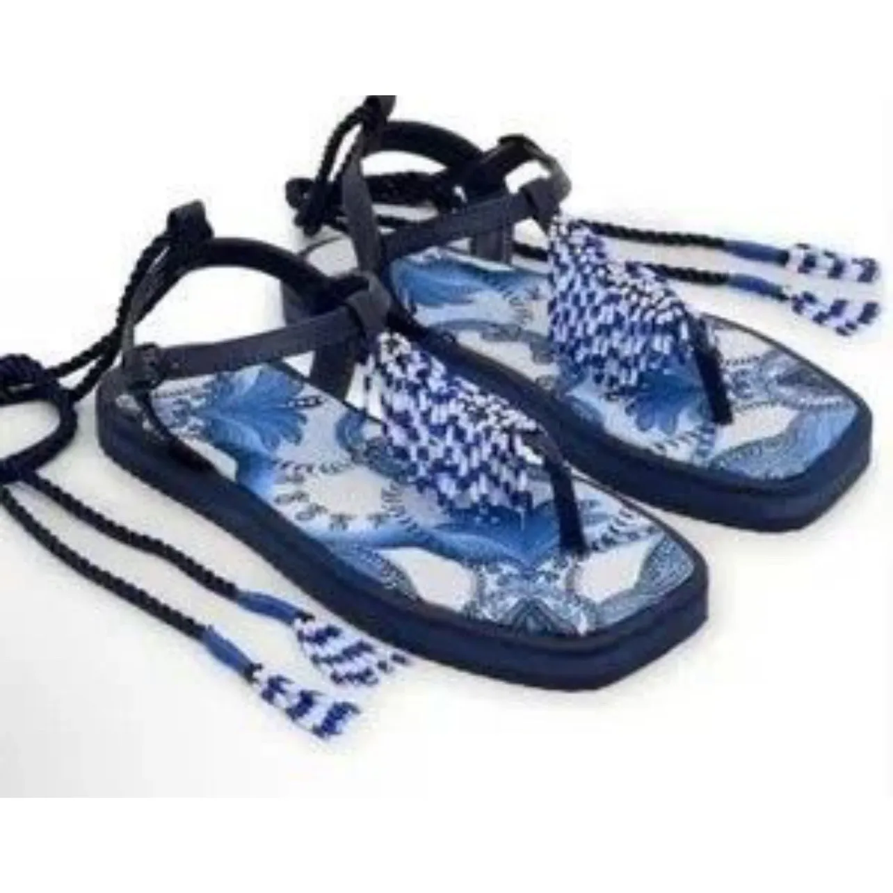 Farm Rio Size 9 Beaded Blue Sandals - Image 2