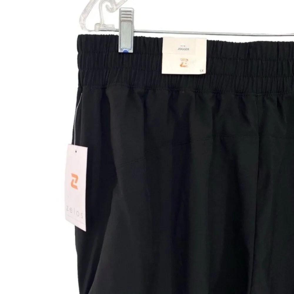 Zelos  Women’s Black Ruched Athletic Track Pants Joggers - Image 13