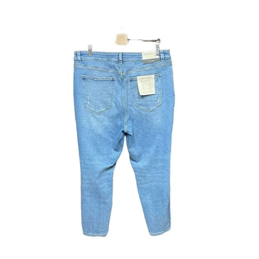 DL1961 Florence Instasculpt Ripped Ankle Skinny‎ Jeans In Marine Busted Size 18W - Image 5