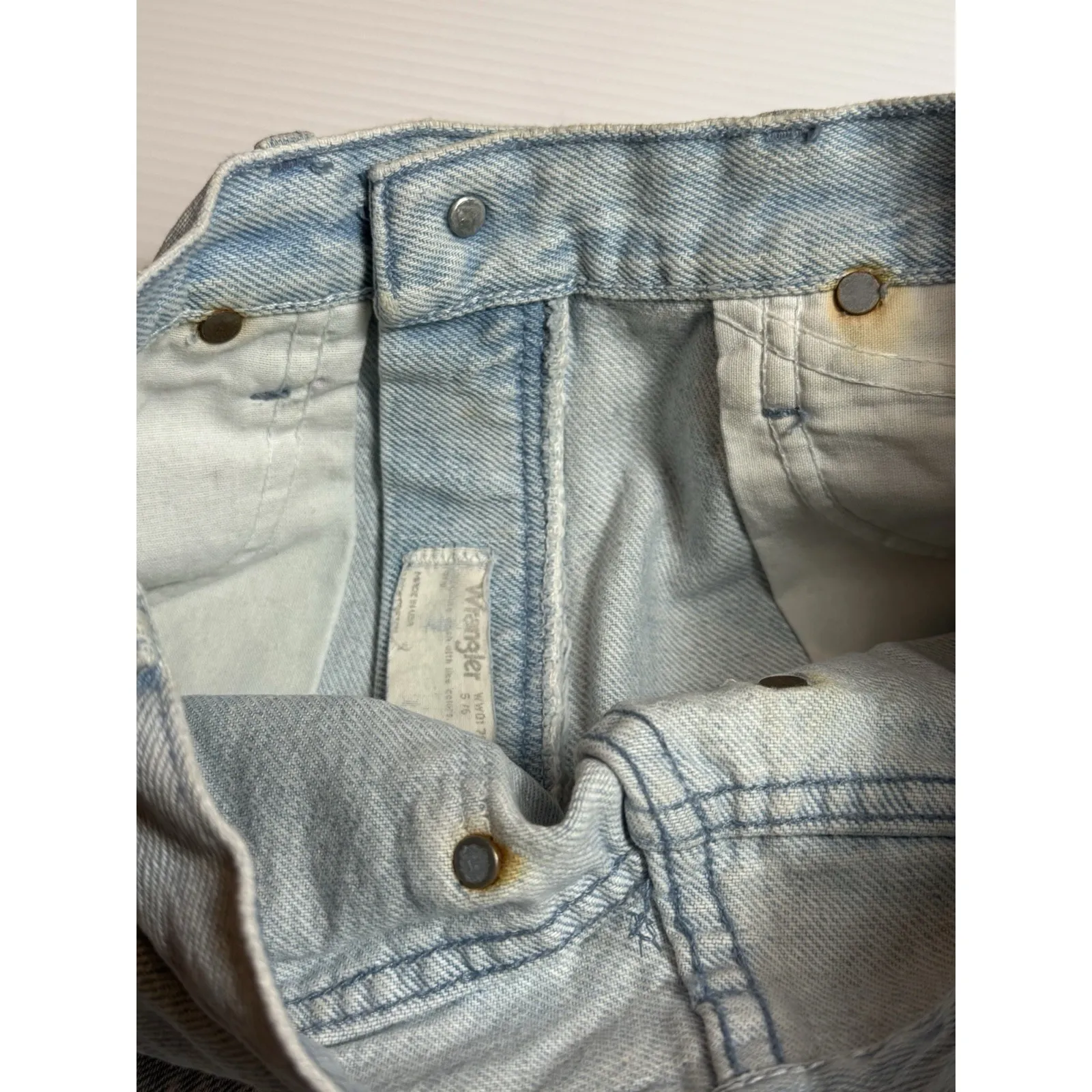 Vintage 80/90s Wrangler Mom Light Wash Jean Shorts 5/6 High Waist Retro MADE USA - Image 7