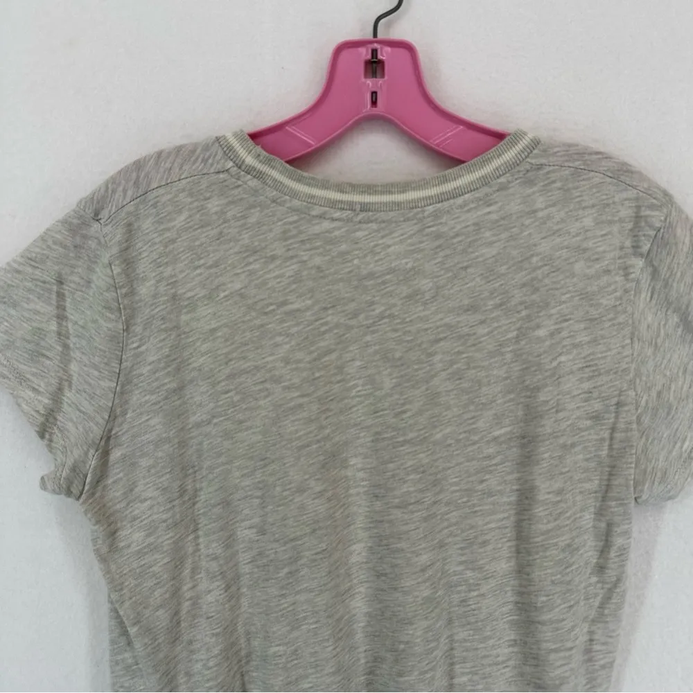 Brandy Melville Basic Cropped Short Sleeve T Shirt Striped Neck One Size Gray - Image 8
