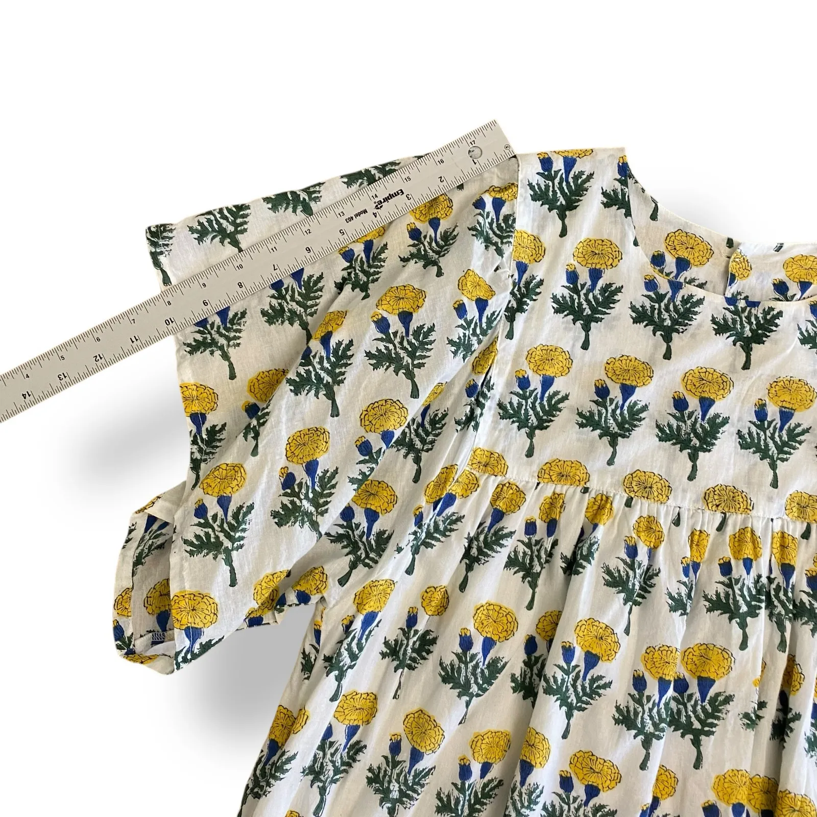 Emerson Fry Basalie Dress in Big‎ Marigolds Size Small, Boho, Organic Cotton White - Image 5