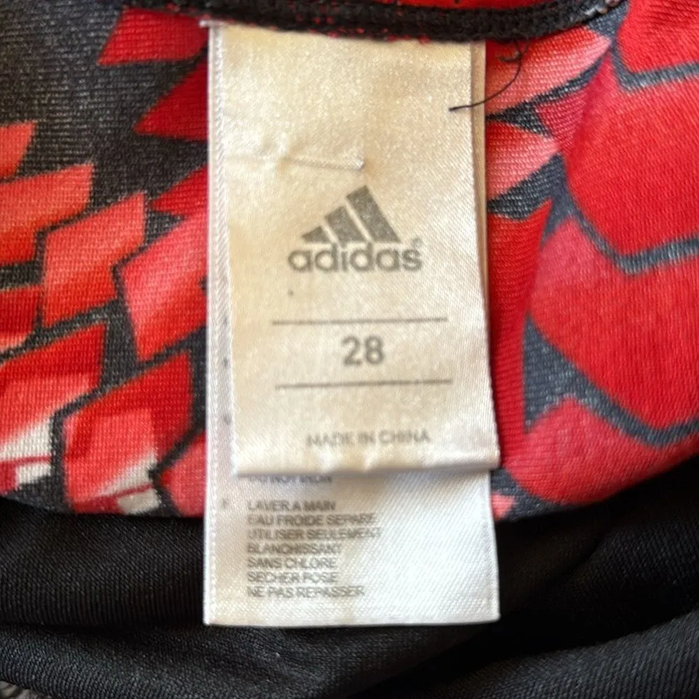 Adidas Geometric Red Black One-Piece Competition Swimsuit‎ Size 28 US Small - Image 6