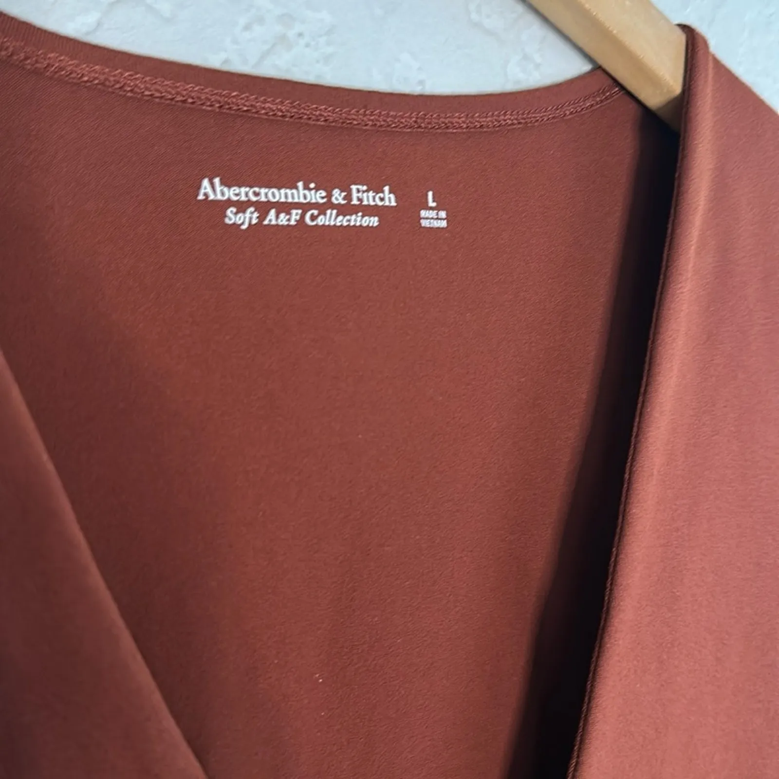 A&F Abercrombie & Fitch Brown Bodysuit Long Sleeve V Neck Thong Soft Minimalist - Image 6