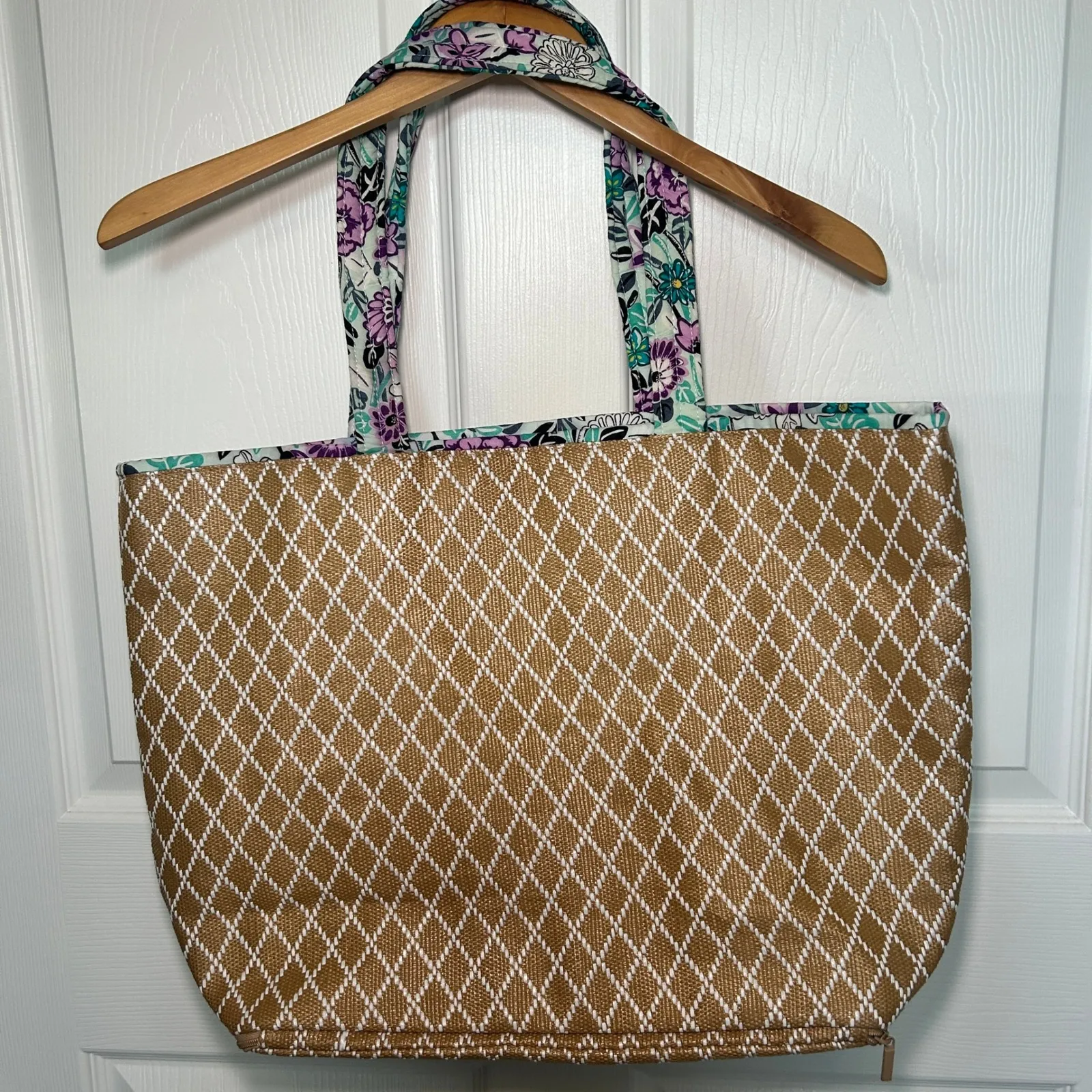 Vera Bradley Penelope's Garden Floral Tote‎ Bag Straw Large Beach Travel Purse - Image 5