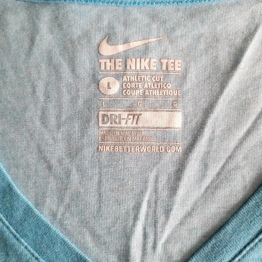 NIKE Long Sleeve V- Neck Dri-Fit Athletic Shirt Size Large - Image 4