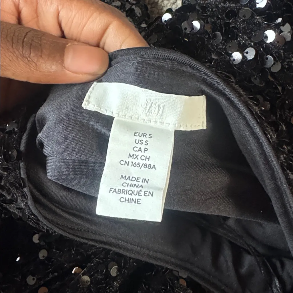 H&M Black Sequin Dress SIZE S - Image 3