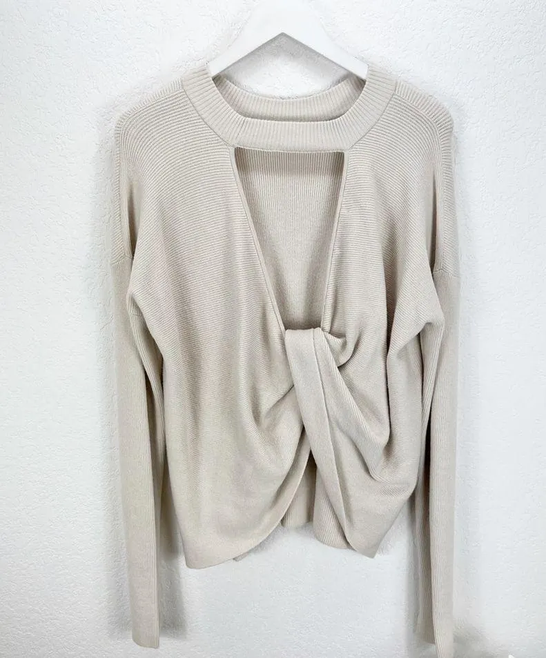 NWT NEW N.PHILANTHROPY Ollie Sweater Cream Twist Back Size Large L Tan - Image 9