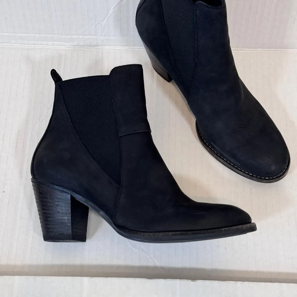 Paul Green Black Suede Leather Ankle Boots Womens 7.5 Fall Booties Classic Boho - Image 11