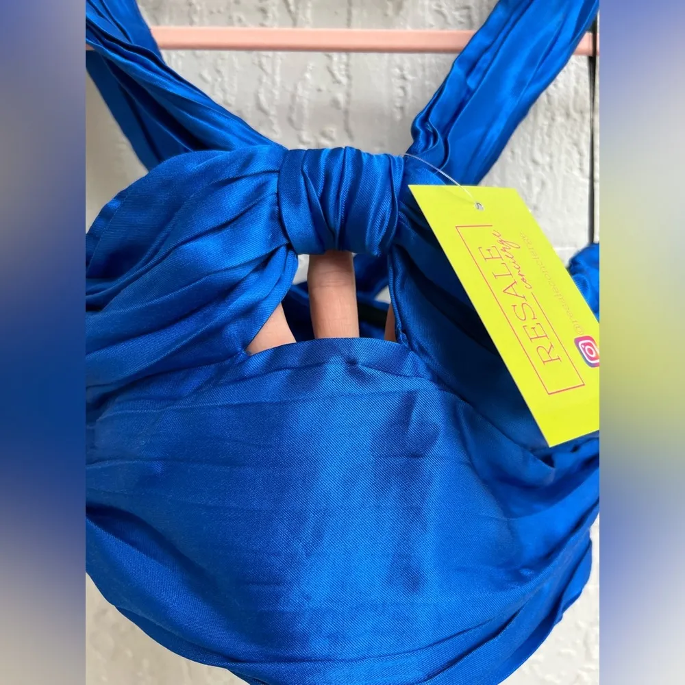 blue satin crop top XS - Image 4