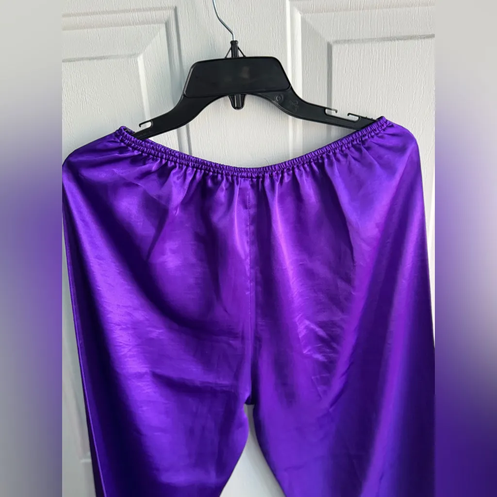Vibrant Purple Satin Pajama Set 💜 Y2K Glam Sleepwear (M) Size M - Image 11