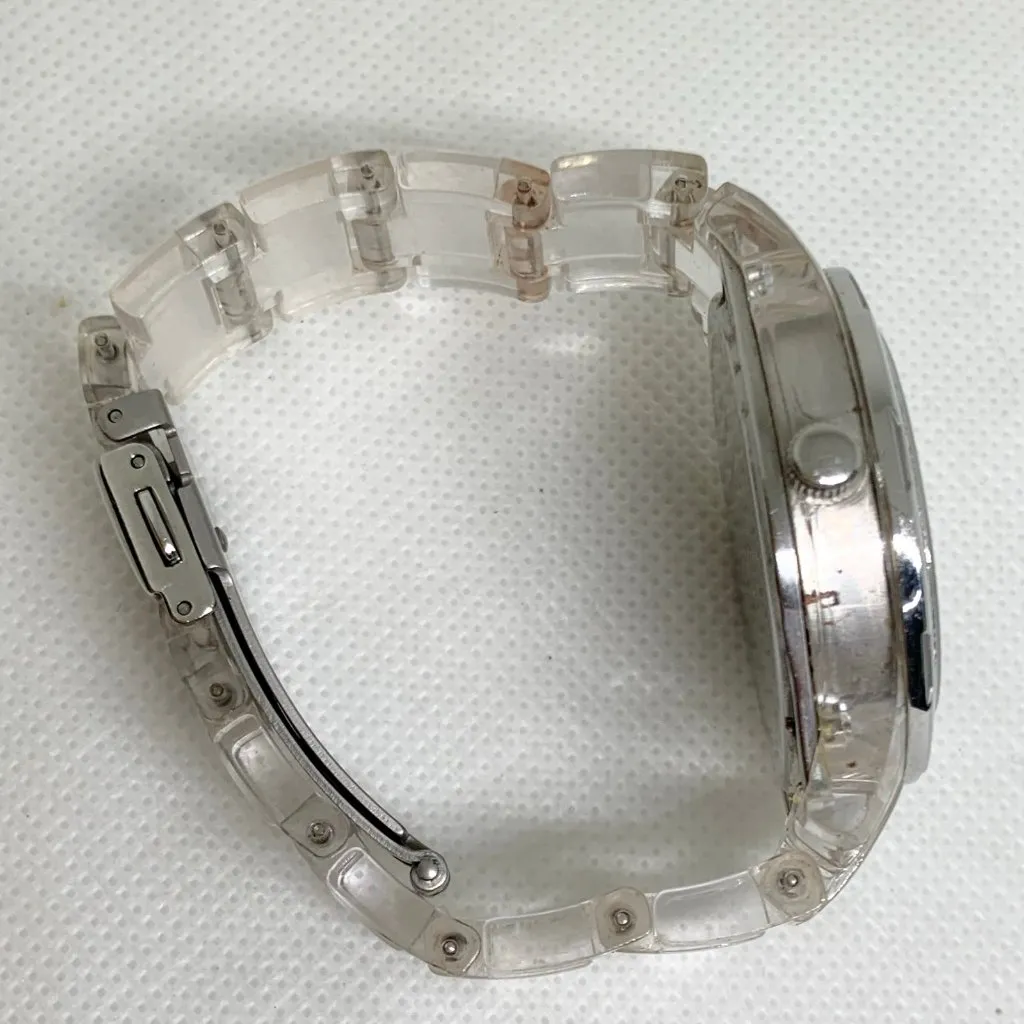 Relic women’s watch 37mm round quartz silver tone clear plastic band running - Image 7