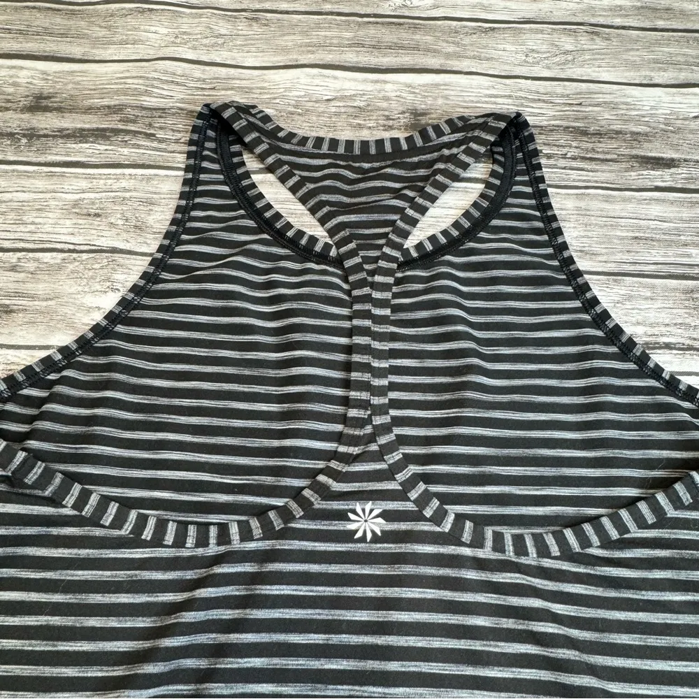 Athleta Women's Striped Racerback Athletic Tank Top Black White Gray S SM Small - Image 6