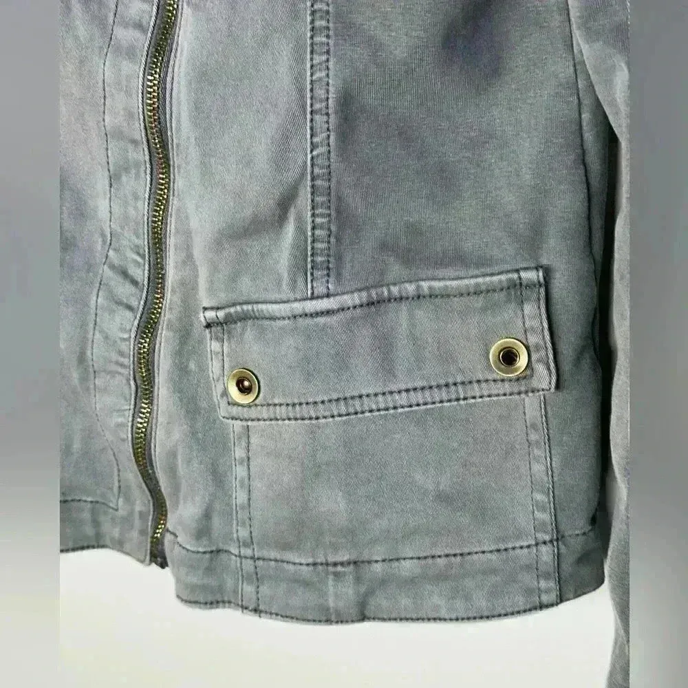 Anthropologie Marrakech Faux Fur Aviator Moto Jacket | Olive Grey | Size M - Image 4