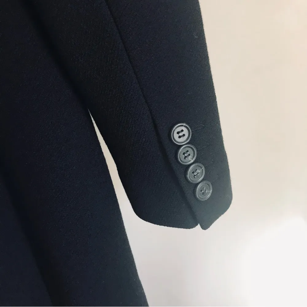 J. Crew Long Wool Black Topcoat size 4 Petite - Image 8