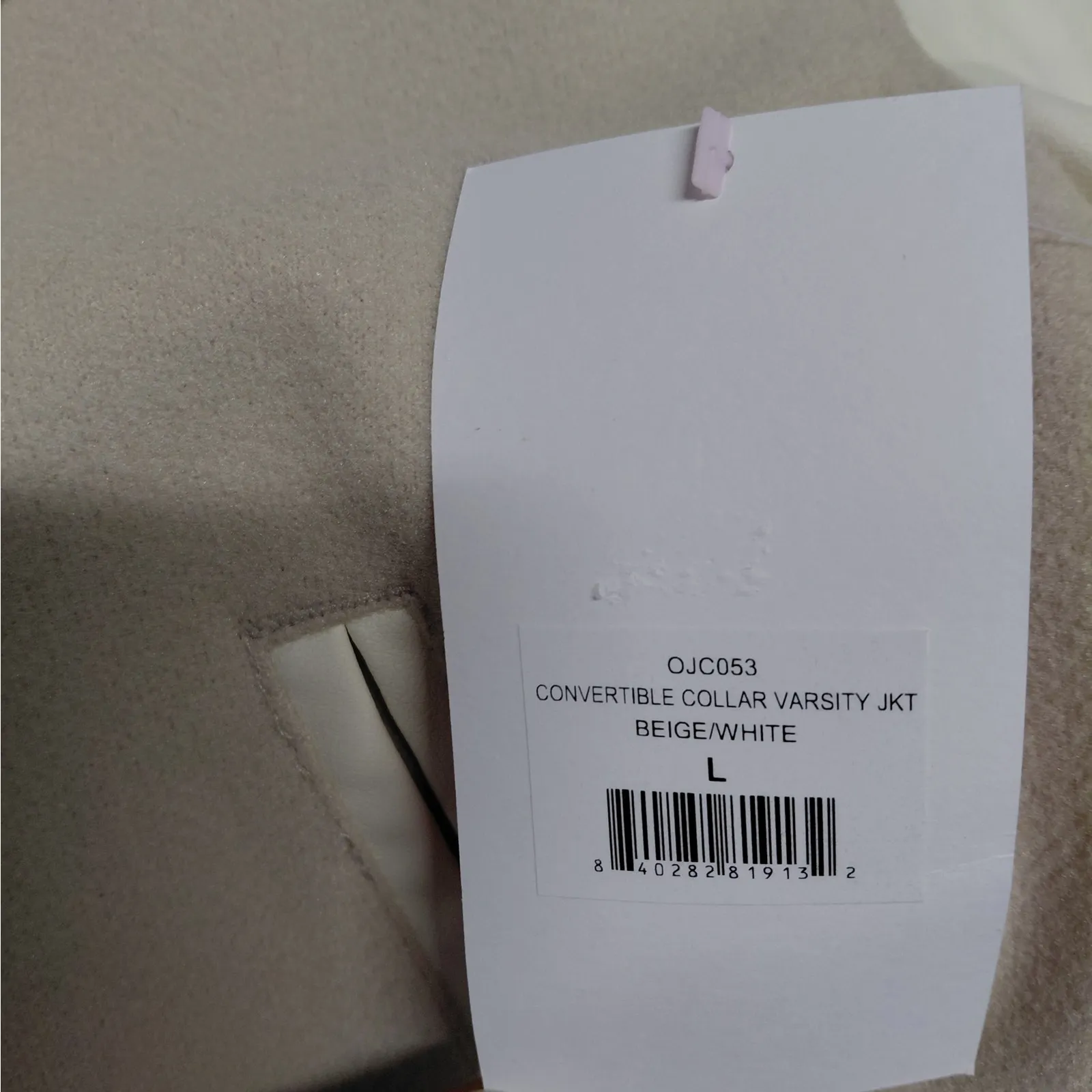 Juicy Couture Women’s Large Beige White Varsity Jacket Pink Logo Preppy Y2K - Image 13