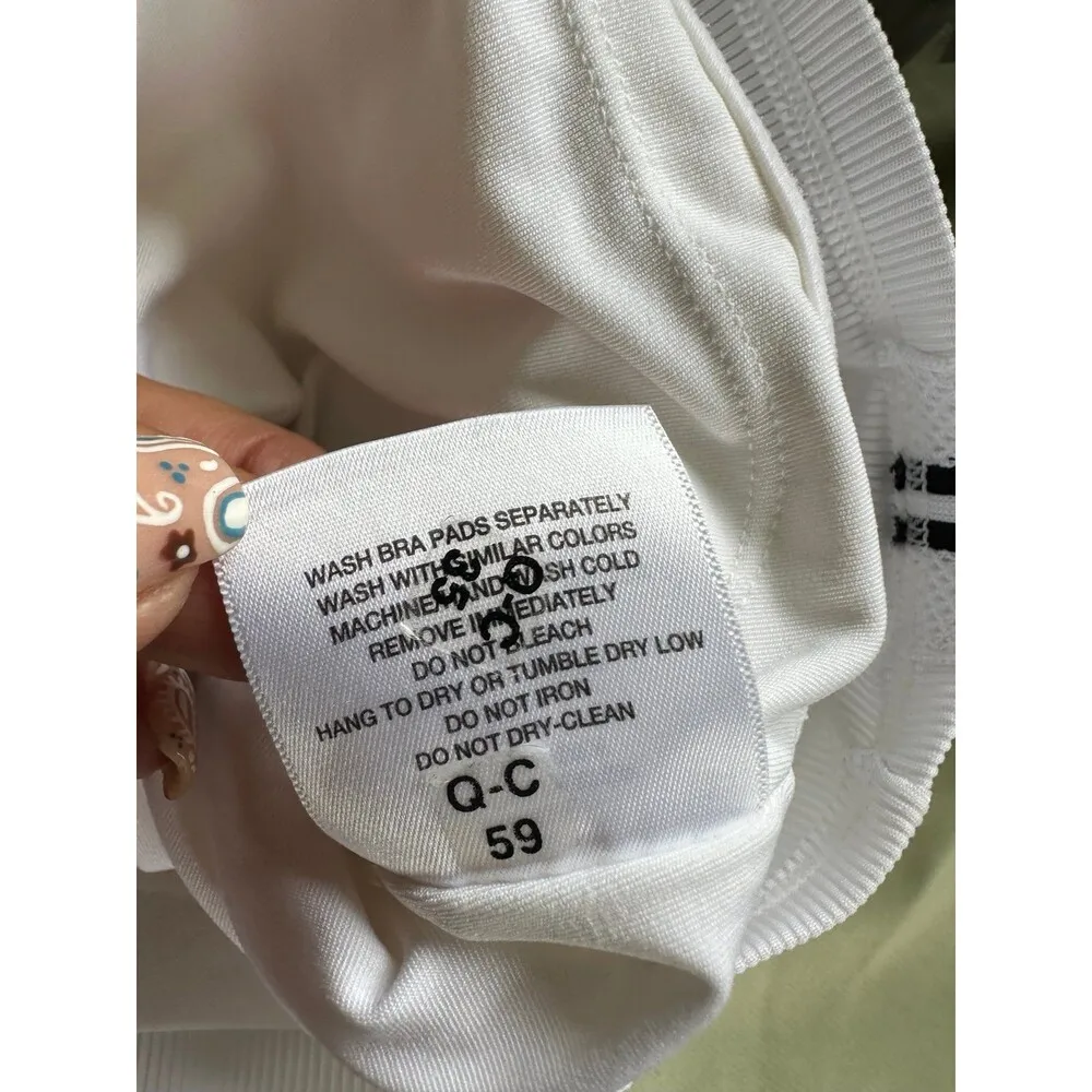 Mondetta Ribbed Padded Side Stripe Applique Racer Back Sports Bra Crop Top S - Image 8