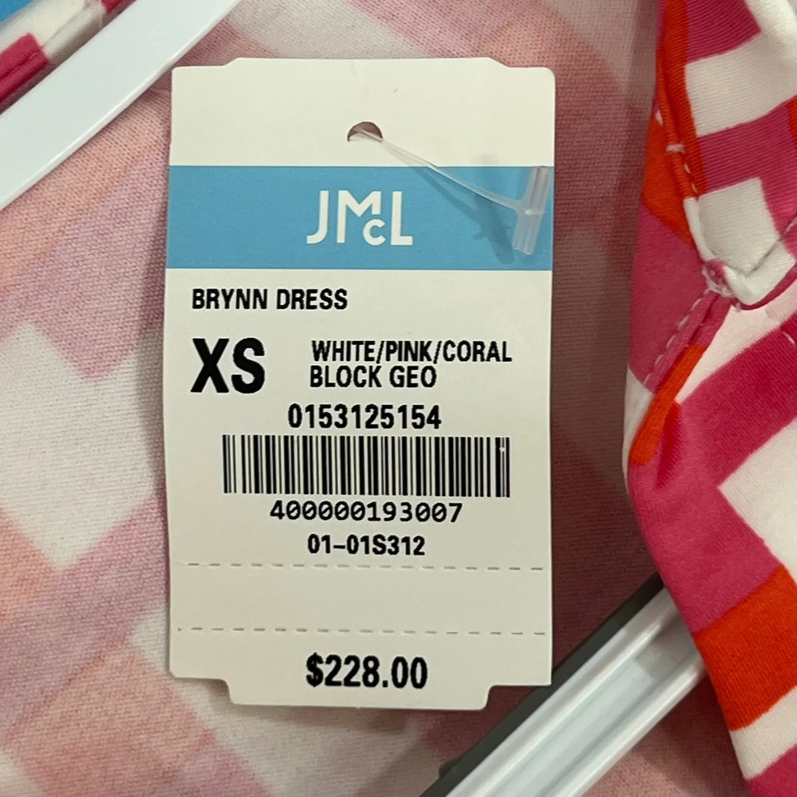 J Mclaughlin Womens Brynn Dress XS NWT $228 Brown‎ Catalina Pink White Geo Block - Image 5