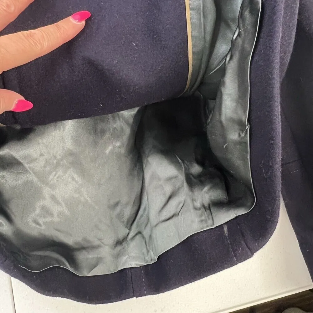 J. Crew Size 0 Peacoat Coat Wool Blend Navy Double Breasted Collared Pockets Blue - Image 8