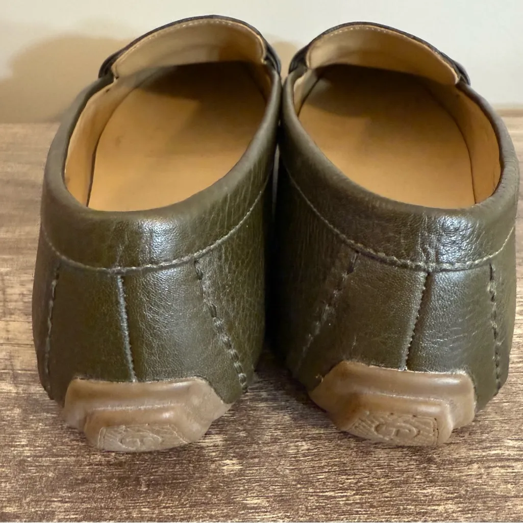 Talbots Dark Green Leather Driving Loafers Mocs Women’s Size 9 Tassels Gold - Image 7
