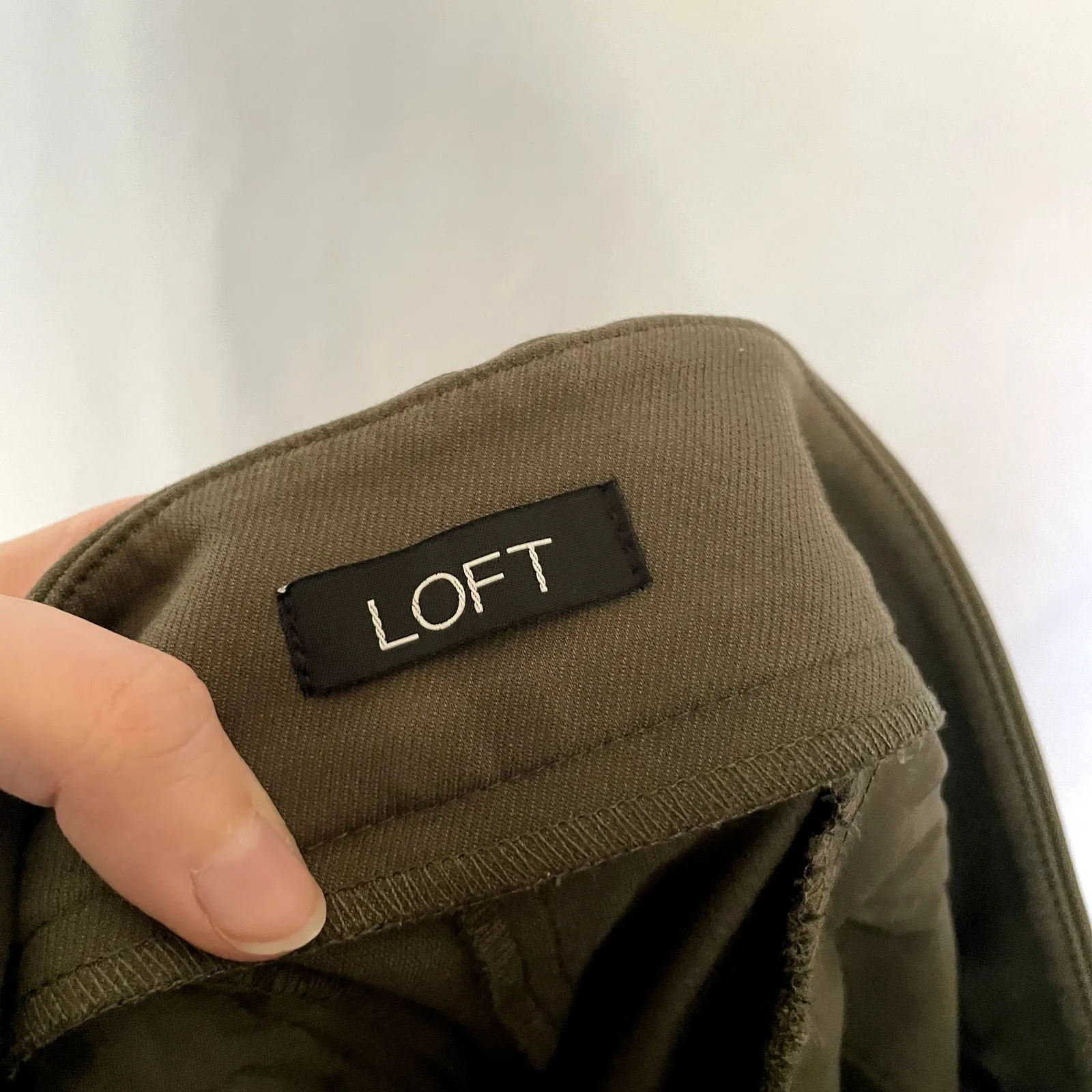 LOFT olive green marisa skinny women's size 12 pockets cotton dress pants - Image 5