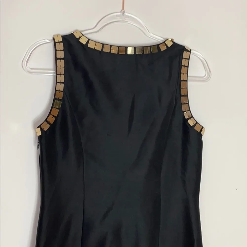 Tory Burch black silk gold sequins shift dress 2 - Image 4