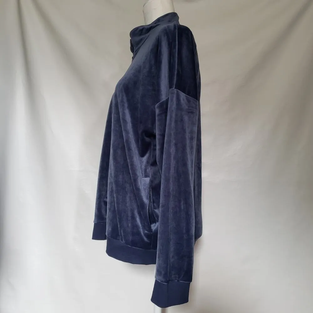 Spense Sport Womens Velour Jacket Size Large Full Zip Slate Blue High neck Y2K - Image 7
