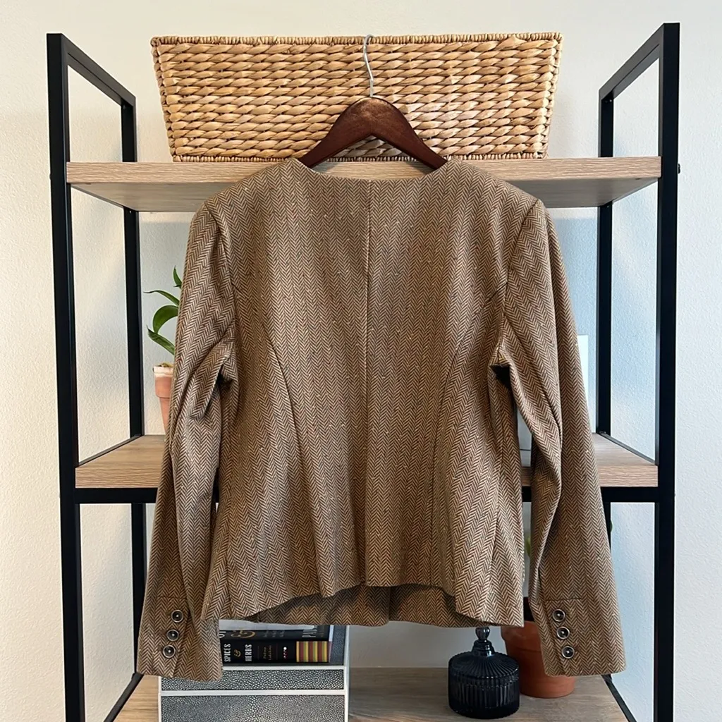 CAbi #3170 Penny Brown Tweed Herringbone Blazer Jacket, Medium - Image 4