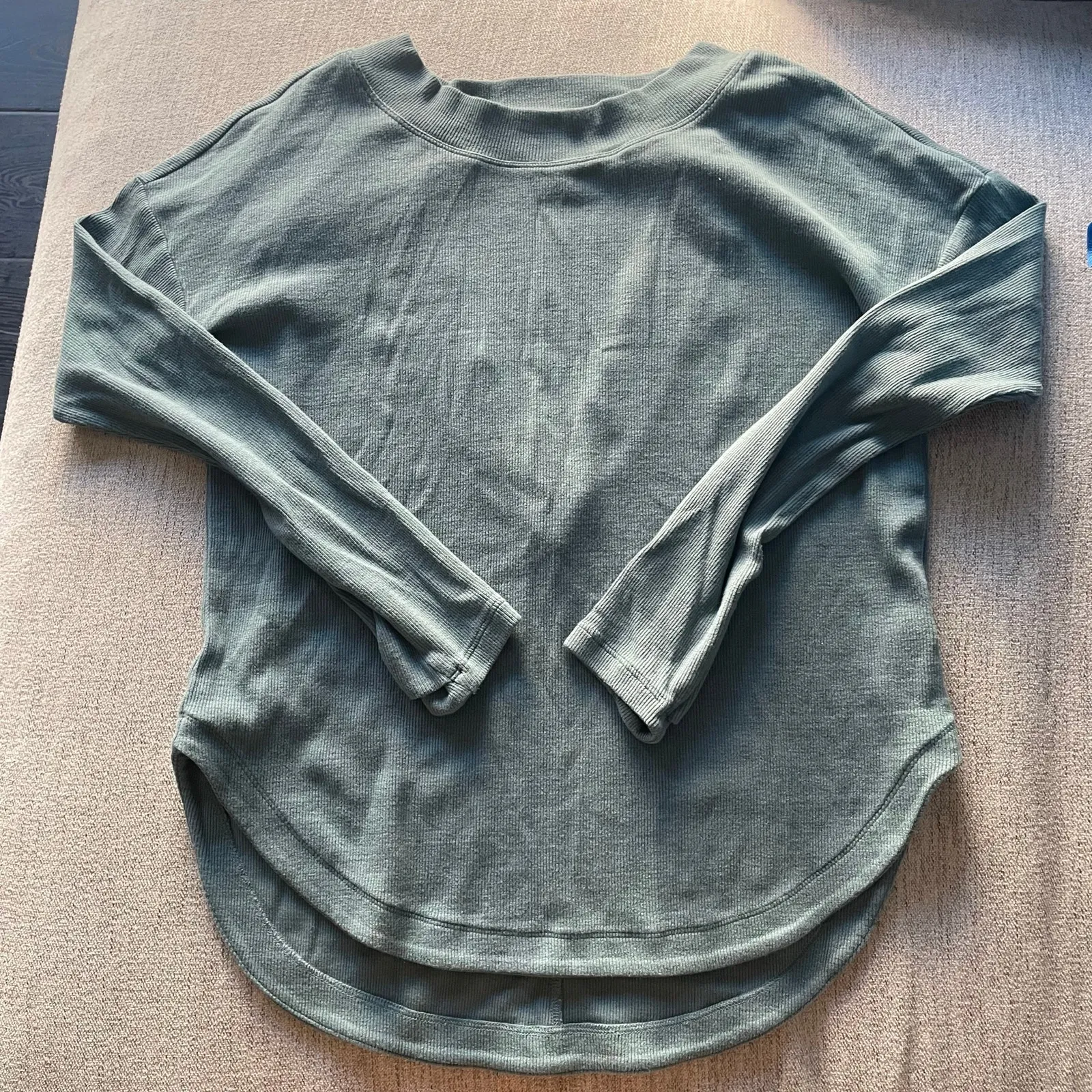 ATHLETA Presence Sweatshirt Teal‎ Green Ribbed Longsleeve Backless Extra Small - Image 3