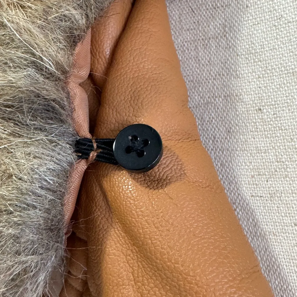 Robert Phillips Faux Leather /Fur moto jacket. Caramel sz L Y2K vintage retro Tan Size L - Image 7