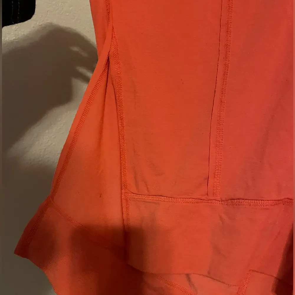 Free People FP Movement Orange Asymmetrical Sleeveless Hooded Muscle Tee XS - Image 4