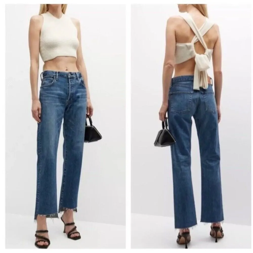MOUSSY VINTAGE Harris Straight Step Hem Jeans Button Fly Waist 30 Made In Japan Blue - Image 2