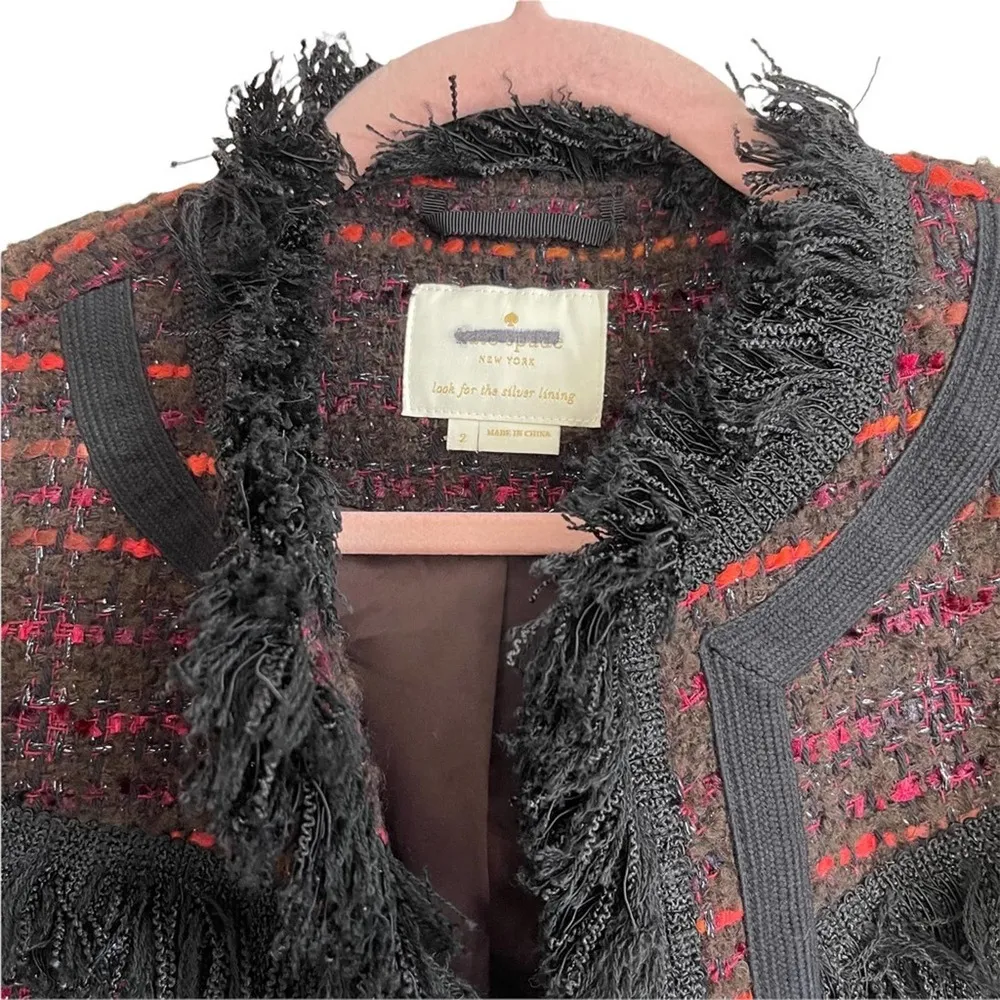 Kate Spade Multi Tweed Fringe Jacket NWOT - Image 6