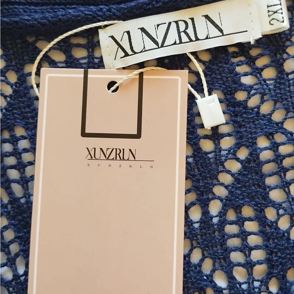 Xunzrun Blue Cardigan Knit V Neck Size 2XL, Women’s Sweater - Image 4