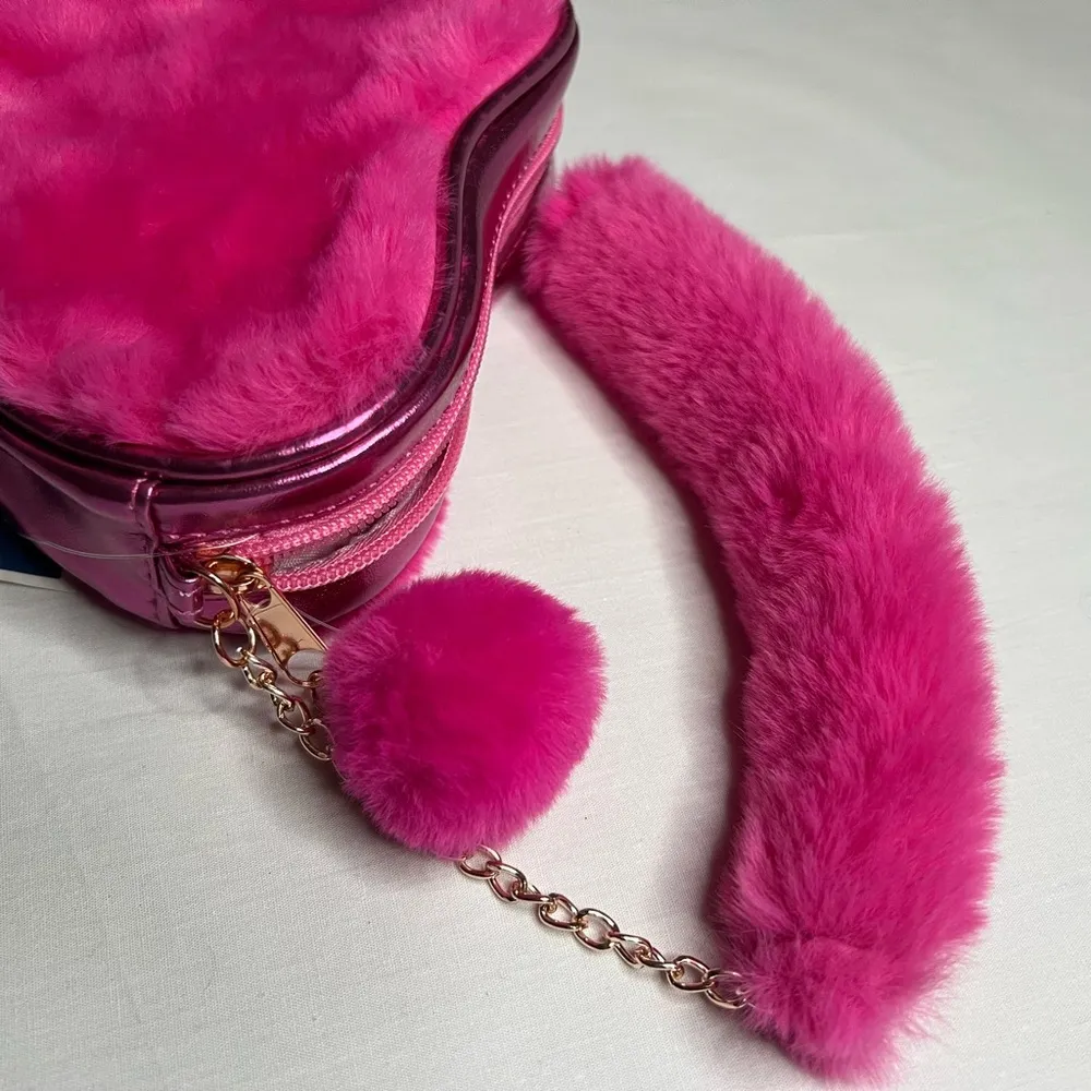 Rainbow Sugar Fluffy Pink Heart Shoulder Bag 7” - Image 4