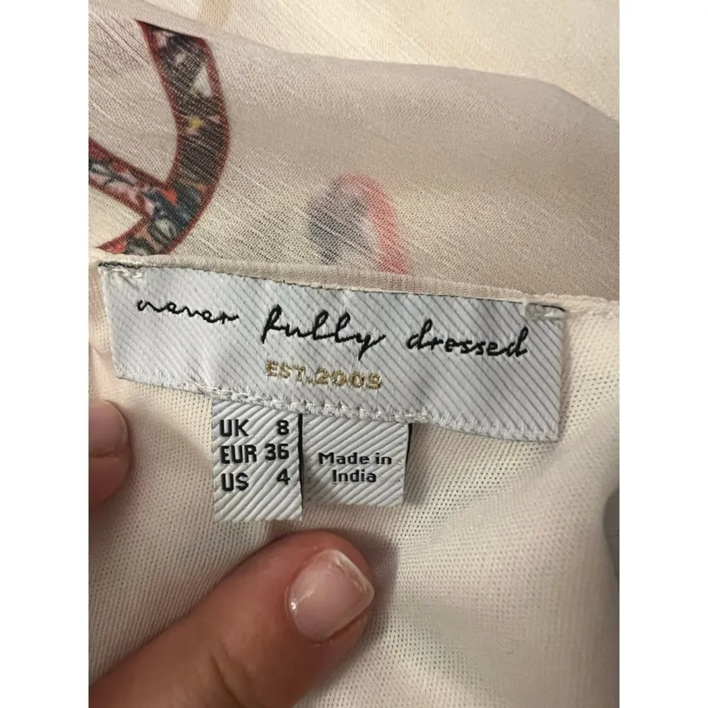 Never Fully Dressed Boho Hippie Peace Sign Romper Size 4 70s Retro Print Pink - Image 4