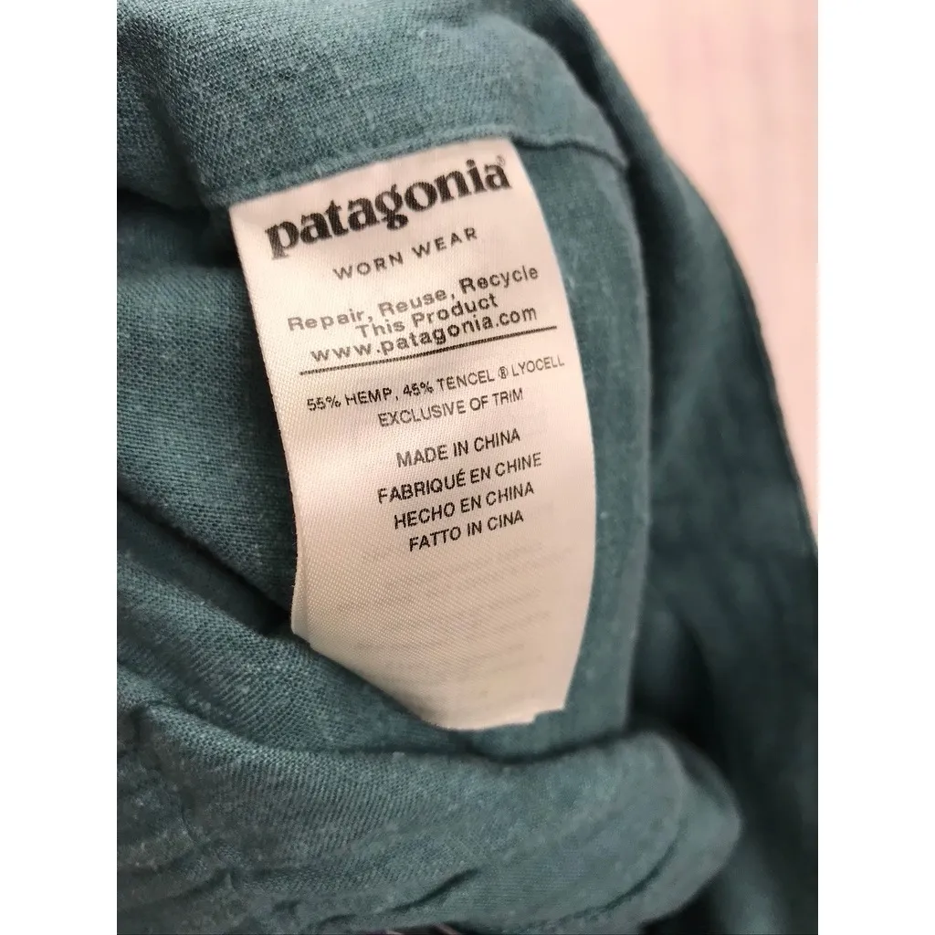 Patagonia Woven Hemp Blend Tie Waist Shorts Teal Size S Clean Girl Vacation - Image 7