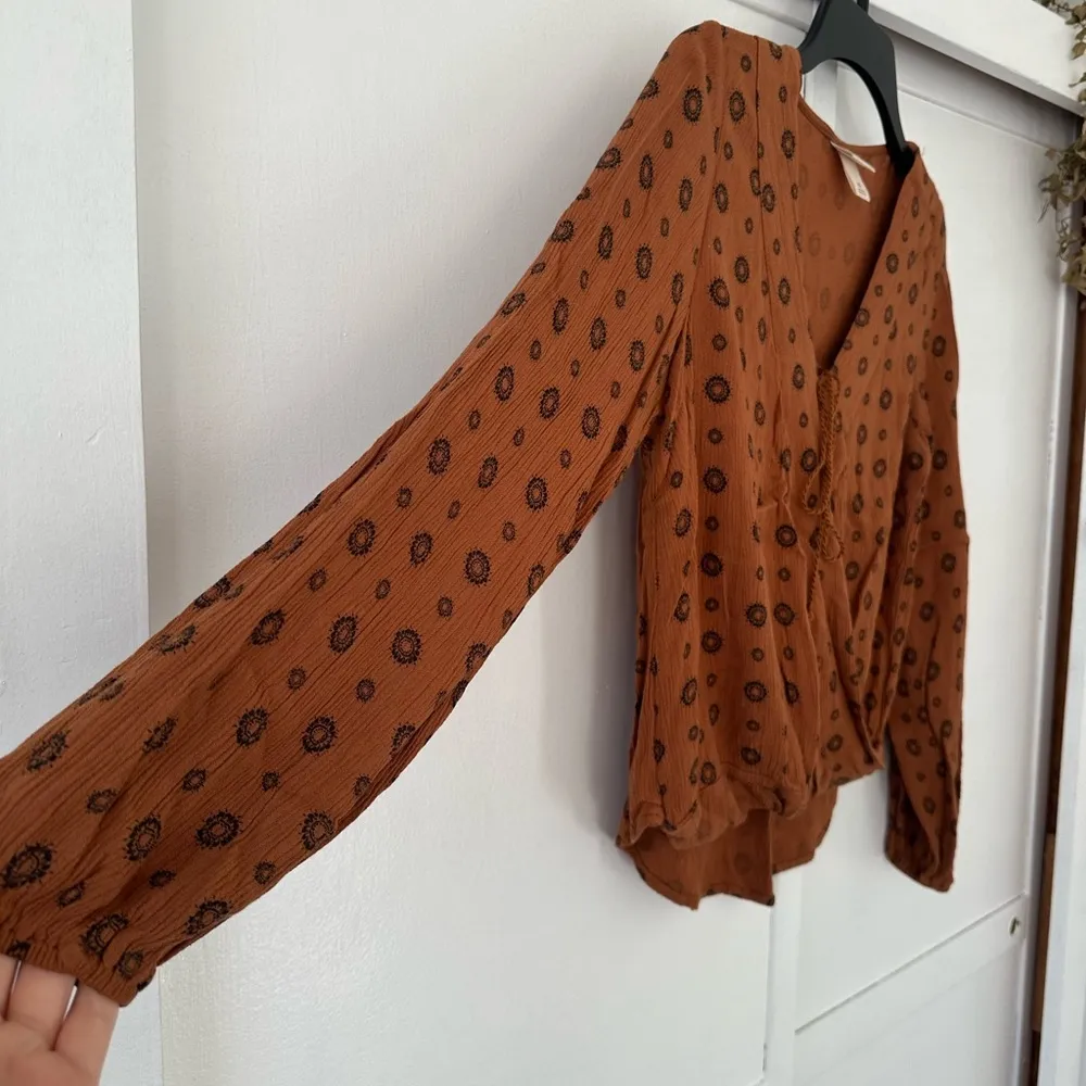 Burnt Orange & Black Blouse Size XS - Image 2