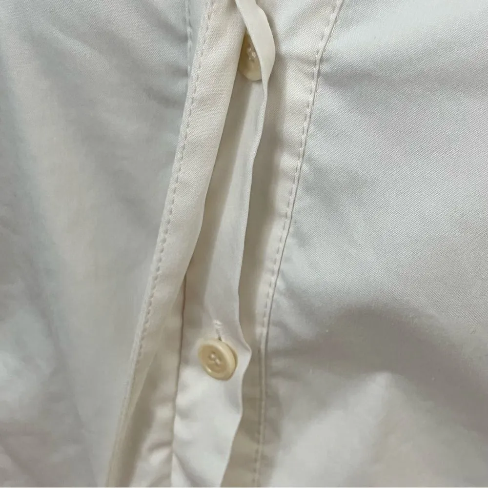 Akris Punto Cotton Stretch Cream Button Down Shirt Mesh Detail Sleeves S - Image 11