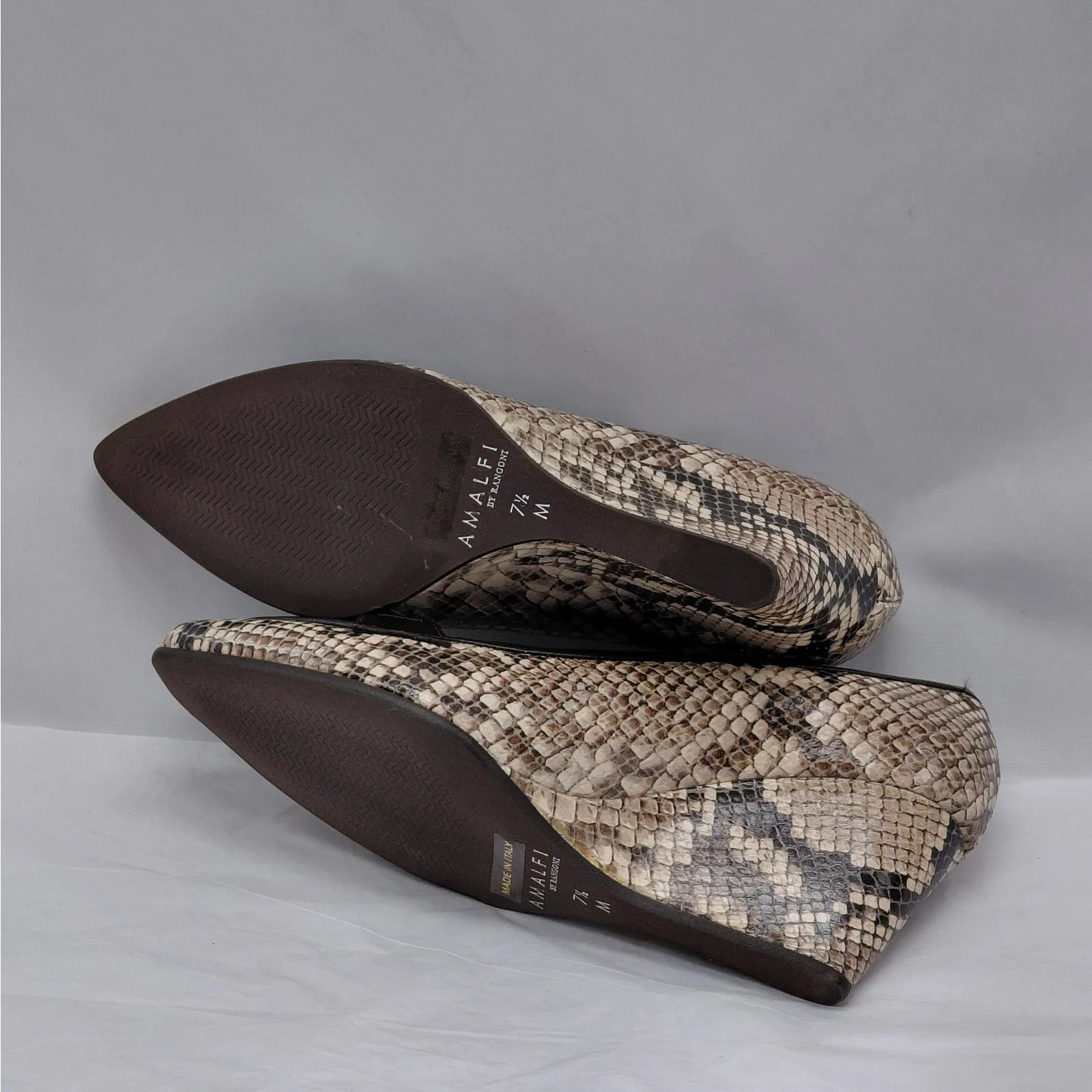 Amalfi by Rangoni Torres Wedge Heel Shoes Womens 7.5M Snake Print Italy Loafer Brown Size 7.5 - Image 10