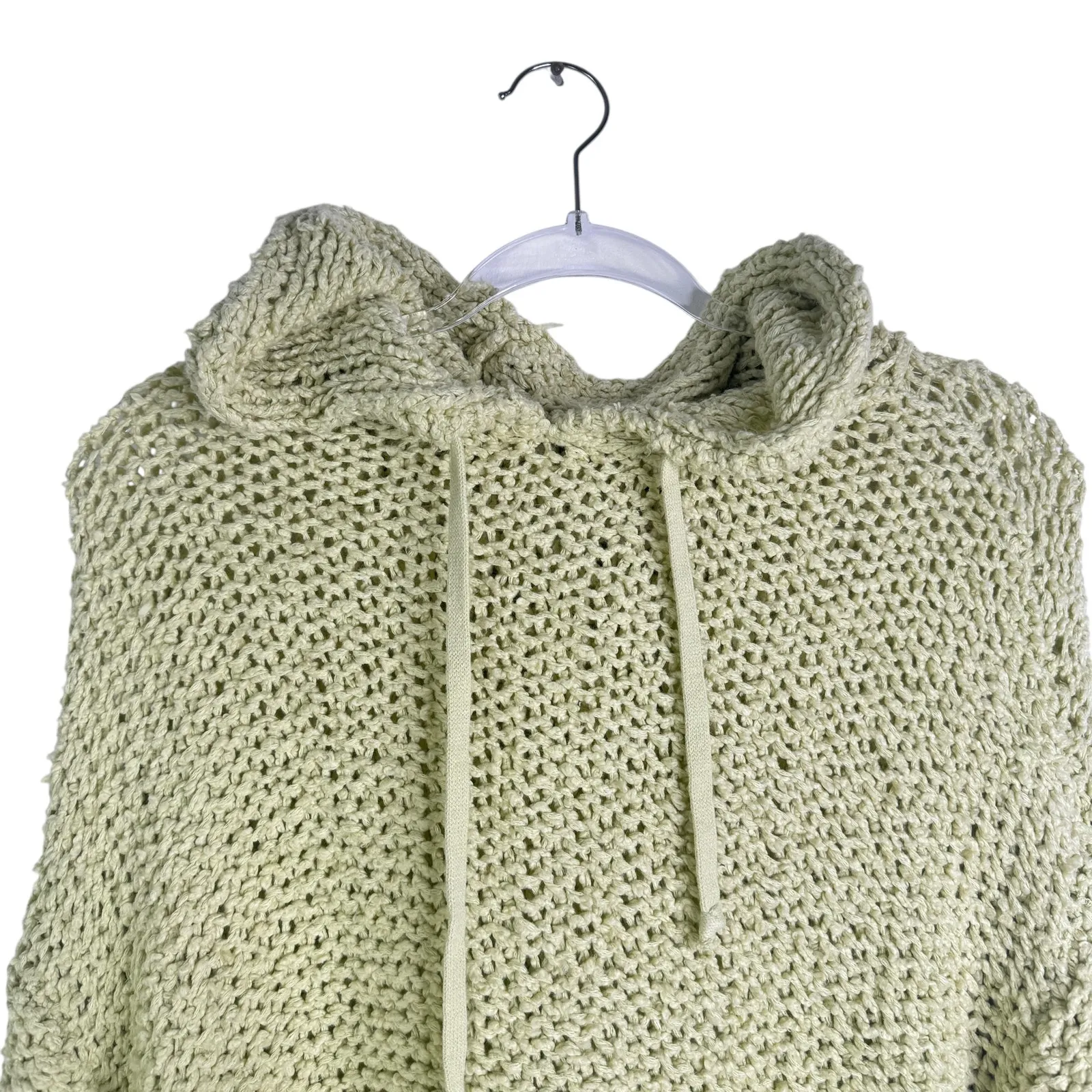 Pilcro Anthropologie Sailcloth Hooded‎ Sweatshirt Cropped Loose Knit Green Small - Image 4