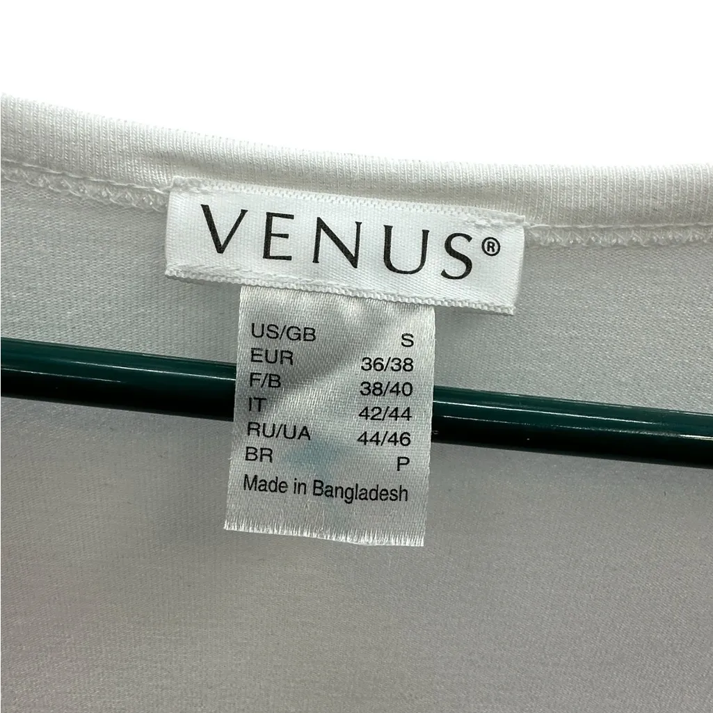 Venus White Twisted Knot Front Short Sleeve Pocket Shirt Tunic Top Womens Small - Image 12