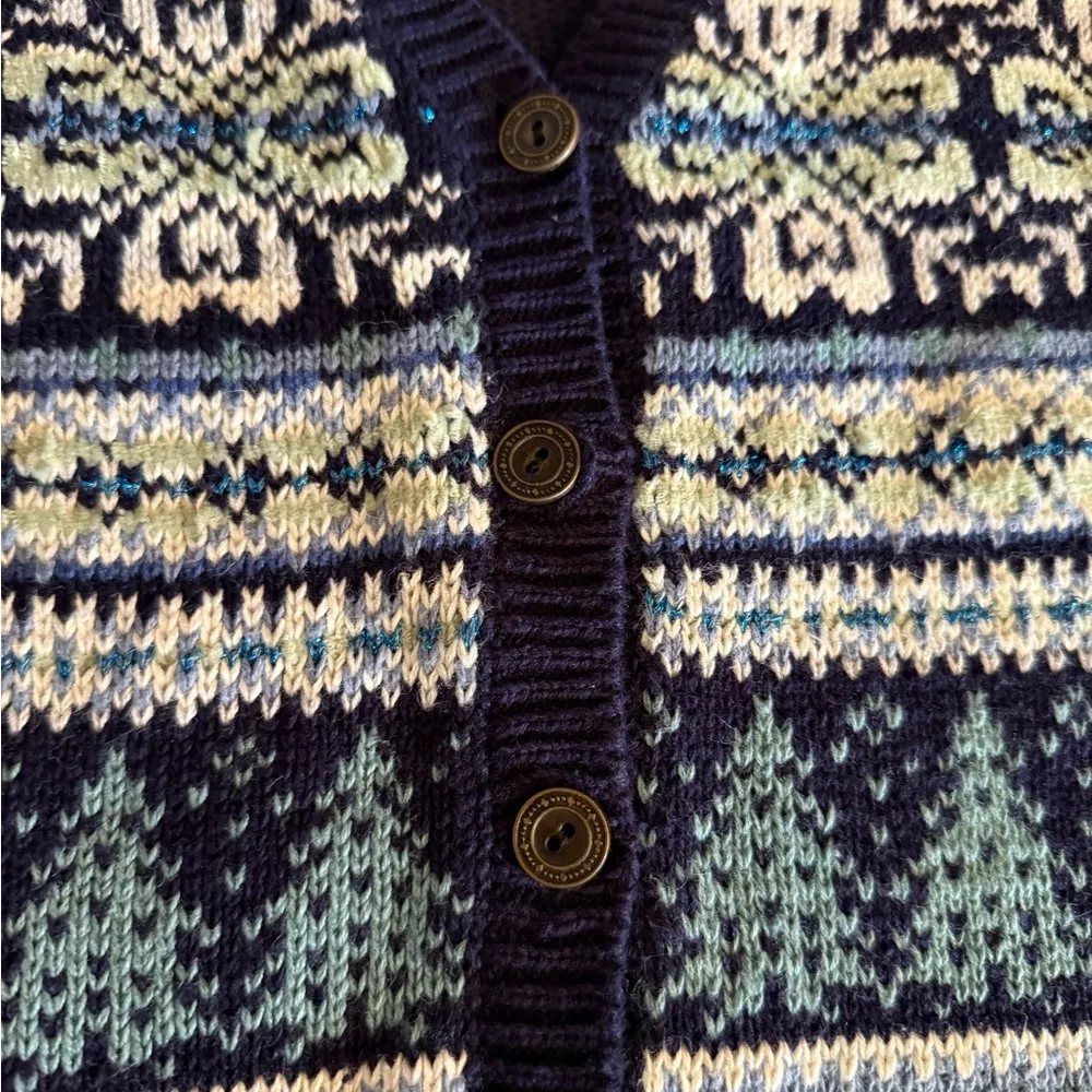 Women’s Vintage Baxter & Wells Knit Holiday Vest Size Medium Blue - Image 3