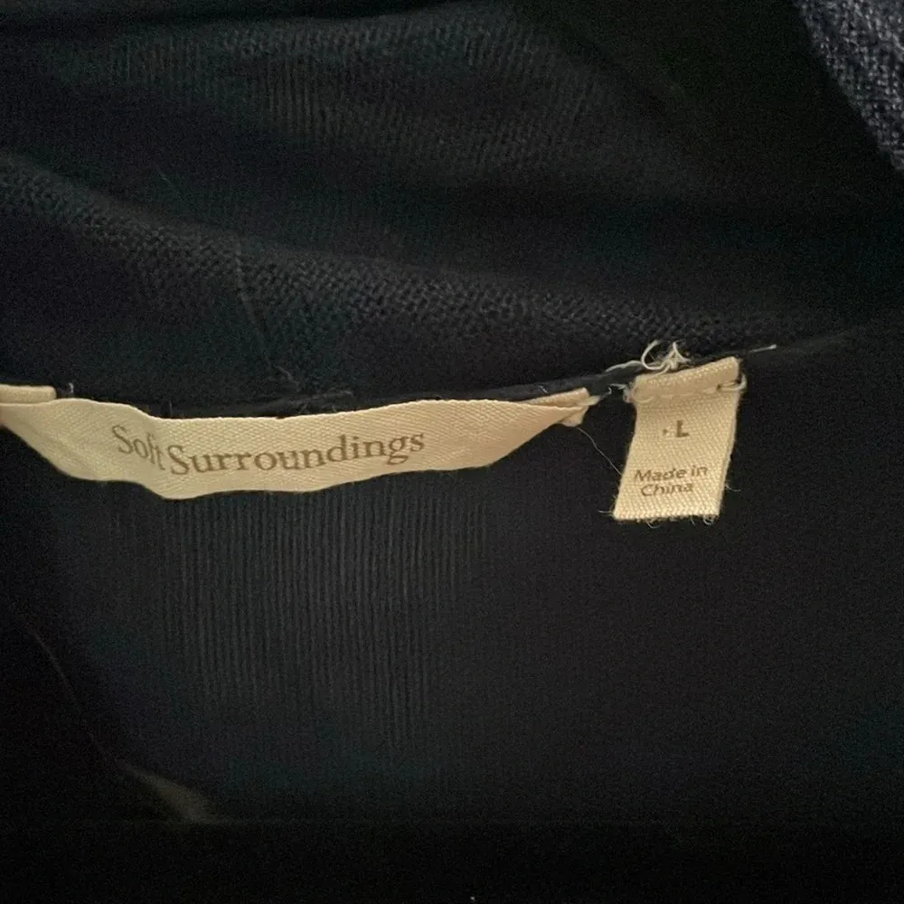 Soft Surroundings Navy Sequin Trimmed Open Duster Cardigan Large - Image 2