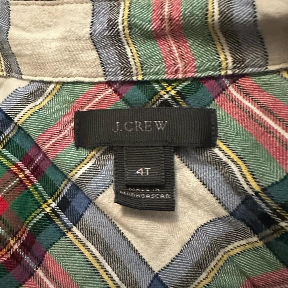 J. Crew Size Oversize Button-Up Shirt in Classic White-Out Plaid Size 4 Tall - Image 4